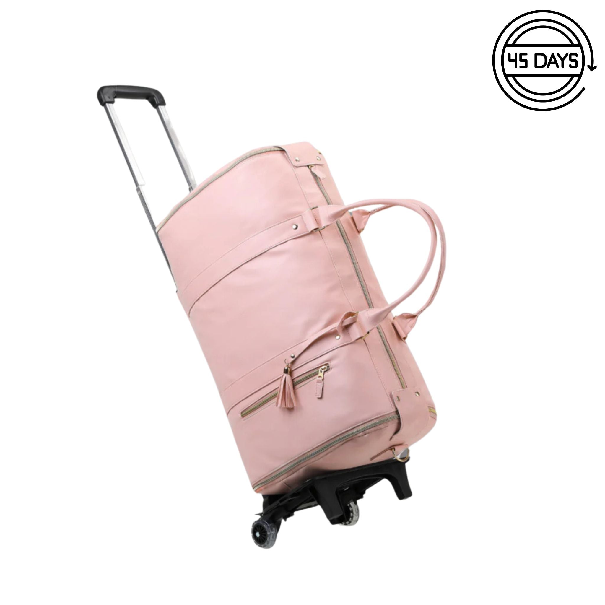 megaback jennibag travel duffle bag with trolley pink