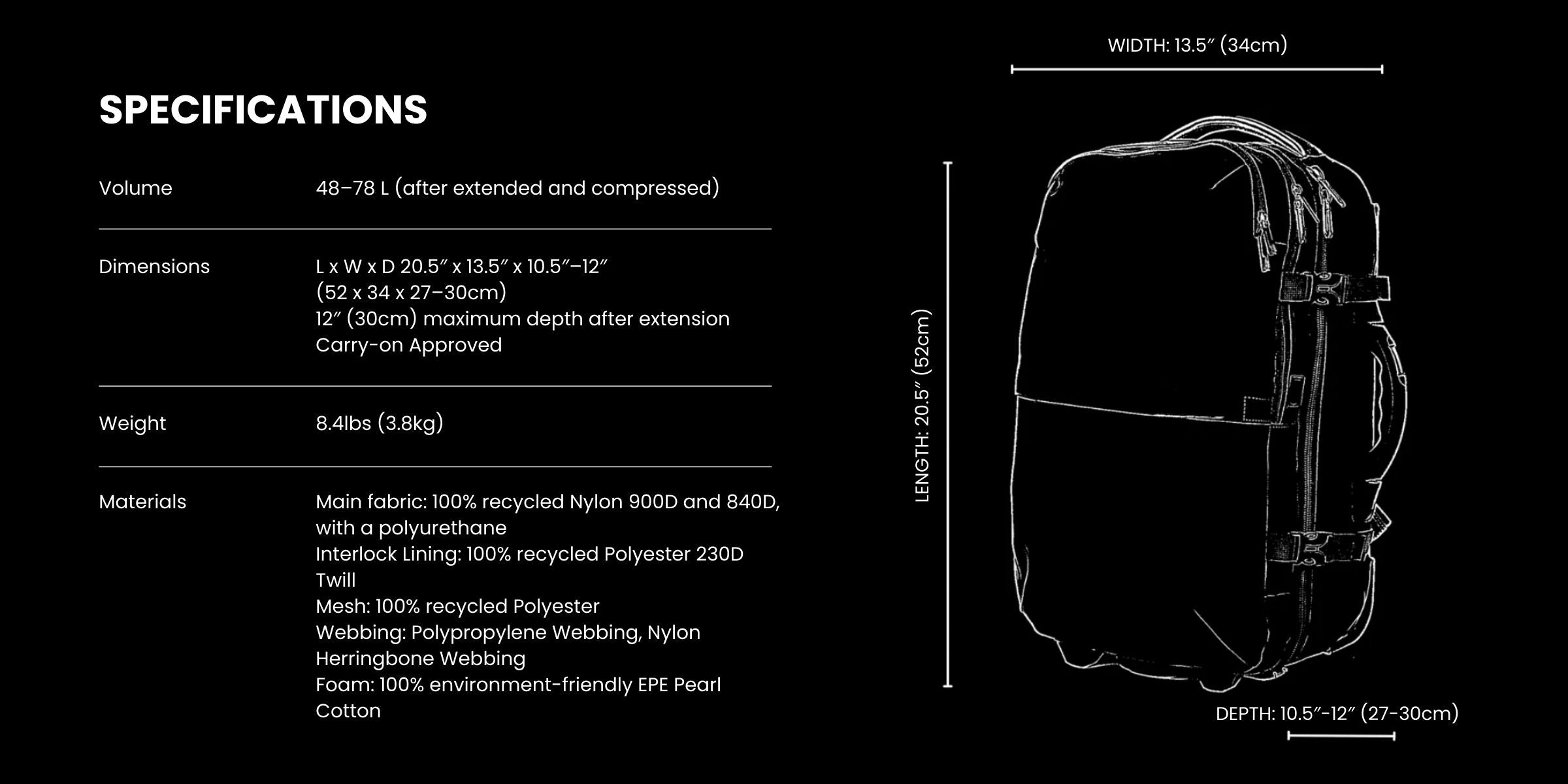 megaback airbag max dimensions
